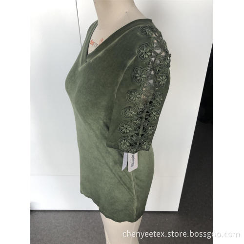 V-neck hollowed-out short sleeve